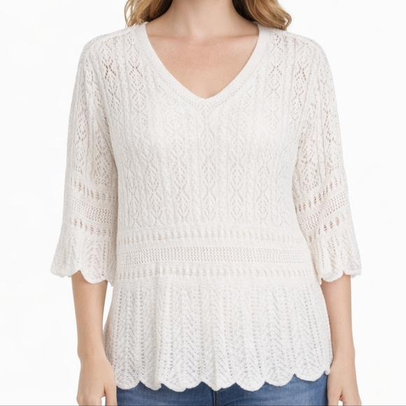 Rain Tops - Elegant White Knit Top